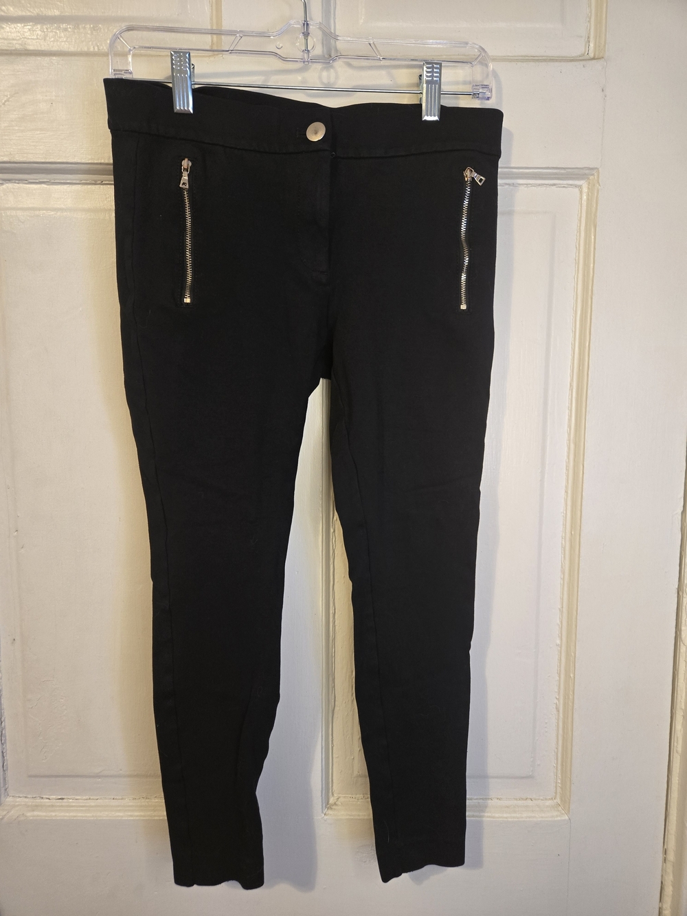 LOFT Black Skinny Jeans with Silver Zip Pockets